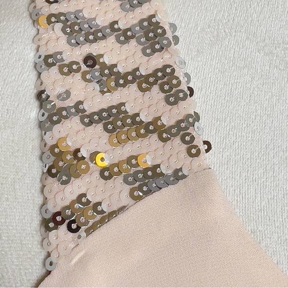 Forever 21 Light Peach Layered Tank Top Sequin Strap Chiffon Double Tier Medium - Picture 6 of 9